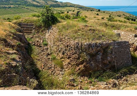 Redoubts of the nineteenth century. Balaklava in Crimea.