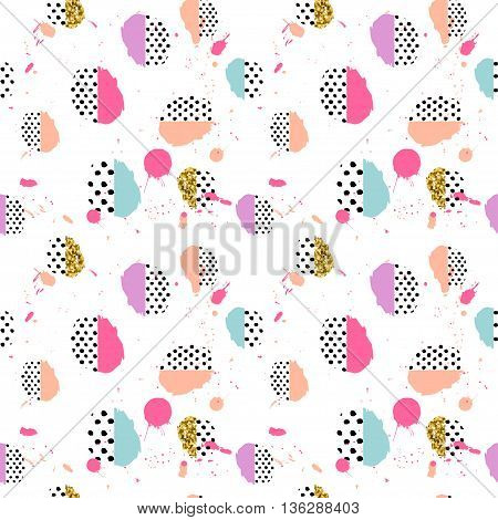 Pattern of retro vintage 80s or 90s style. Memphis pop style for textile fabric design for retro party fabric design. Vector illustration.