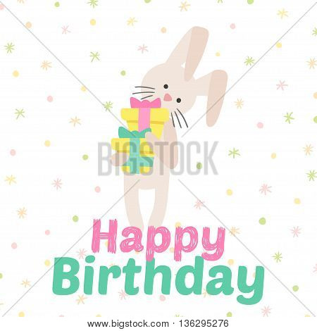 Birthday celebration bunny vector icons. Party background