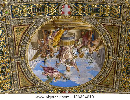 Interiors And Details Of Palazzo Pubblico, Siena, Italy