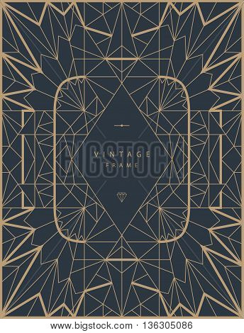 Vector template frame. Form of rectangle. Line design elements. Collage collection geometric gold shapes.