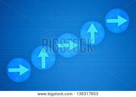 Right and upward blue arrows showing increasing trend