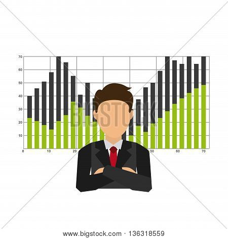 businesman with statistics isolated icon design, vector illustration  graphic