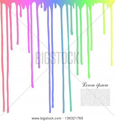 Colored drops on a white background. Dripping paint.Template for text
