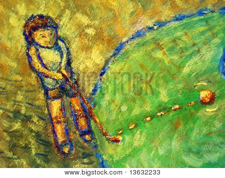 ребенок, играя в гольф