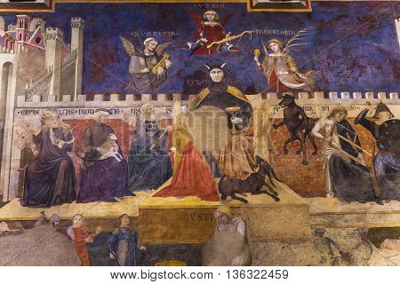 Interiors And Details Of Palazzo Pubblico, Siena, Italy
