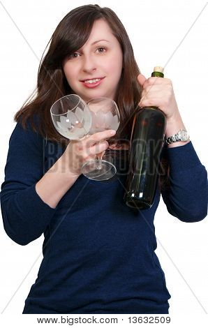 Frau mit Wein