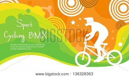 BMX Cycling Athlete Sport Competition Colorful Banner Flat Vector Illustration