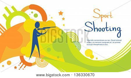 Shooting Athlete Sport Game Competition Flat Vector Illustration