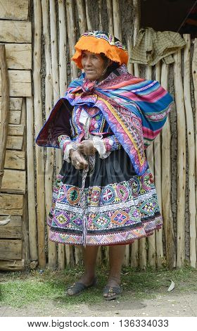 October 22 2012 - Paru Paru Peru: Portrait of a Quechua Indian woman from the Paru Paru Community, Andes Mountains.