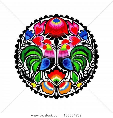 Polish folk pattern, Colourful vector ilustration, isolated on white.