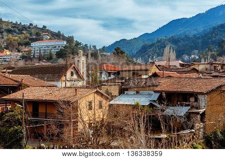 Kakopetria village. a picturesque village located in Troodos Mountains. Nicosia District Cyprus.