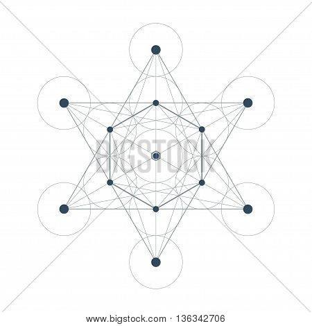 Metatrons Cube sacred geometry vector illustration on white background