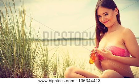 Woman With Sun Oil.