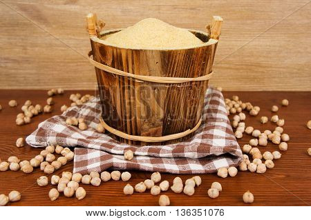 Chick Pea Flour on dark rustic background