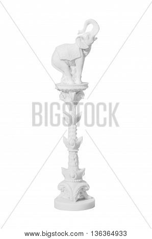 White statue elephant figure over white background.