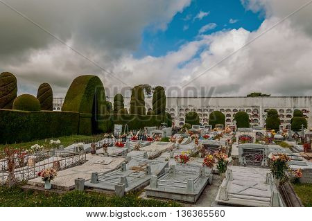 Tulcan Ecuador - 10 july 2011: The Cemetery Of Tulcan Was Founded In 1932 To Replace The Old Cemetery, Stringing graves