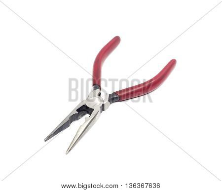 Pointed nose pliers on a white background.