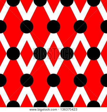 Simple pattern with red rhombus and black dots