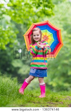 Child Playing In The Rain