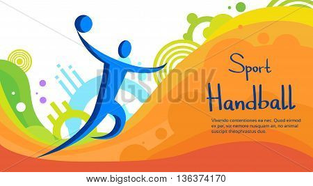 Handball Player Sport Competition Colorful Banner Flat Vector Illustration