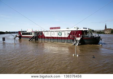 DRESDEN, GERMANY - JUNE 5, 2013:Flooding in Dresden