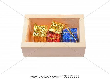 Wooden Box With Christmas Gift