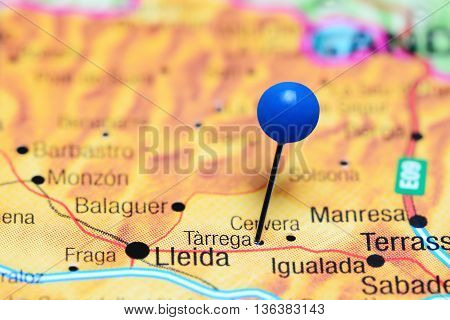 Tarrega pinned on a map of Spain