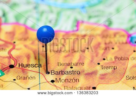 Barbastro pinned on a map of Spain