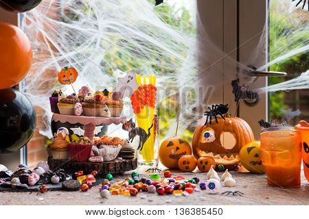 Table Set For Halloween Dinner