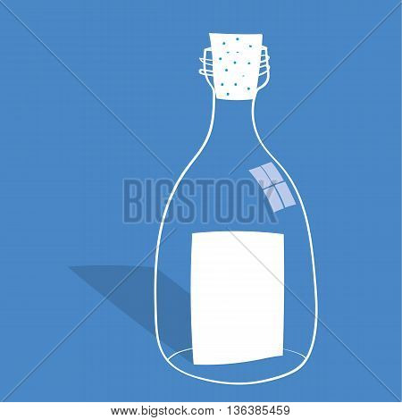 Message in a Bottle concept with a clear glass bottle and a sheet of blank white paper inside  with copy space for text as a note