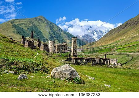 Murqmeli - one of four villages community called Ushguli in Upper Svanetia region Georgia