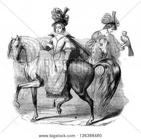 Museum of Orleans. A Cavalcade by Drevet Nancy, vintage engraved illustration. Magasin Pittoresque 1843.
