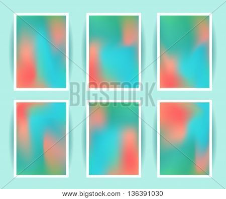 Bright colorful holographic background set. Design for greeting card report cover book print fashion. Modern hipster style trends