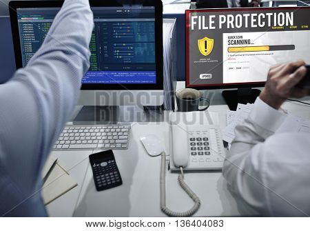 Data File Protection Firewall Malware Removal Concept