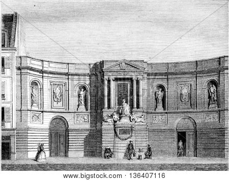 Fountain de Grenelle Street, vintage engraved illustration. Magasin Pittoresque 1852.