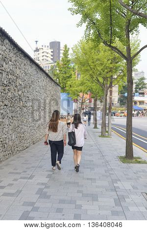 KOREA SOUTH KOREA - May 21 : Korea street on May 212016 in Seoul South Korea.
