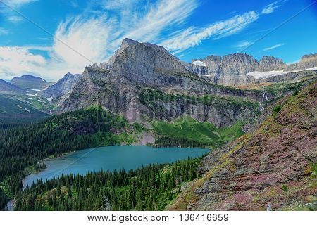 Grinnell Glacier And Lake In Glacier National Park In Summer