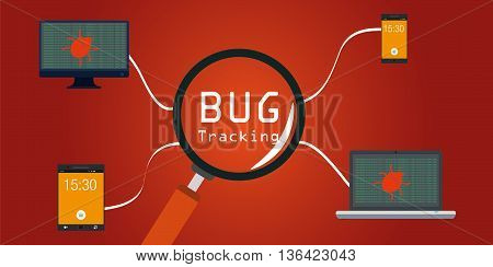 software bug tracking in devices vector illustration