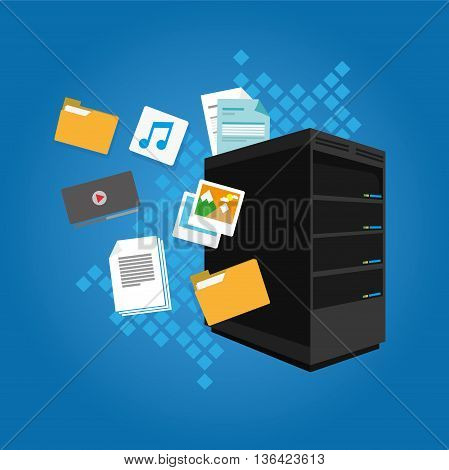 file server data document image video email folder vector illustration flat design