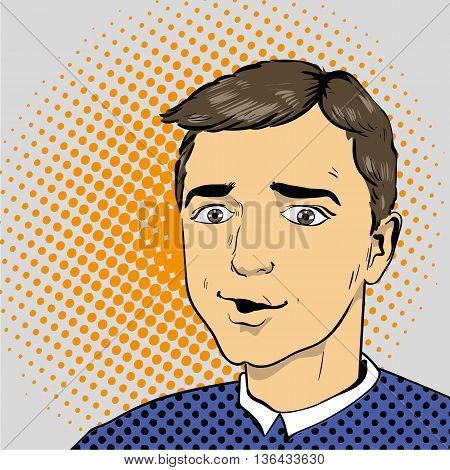 Man in comics retro pop art style. Vector illustration.