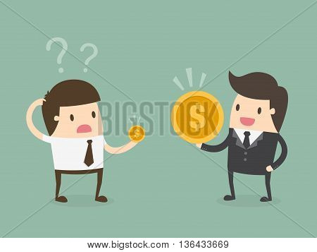 Salary variation. Flat design business concept cartoon illustration.