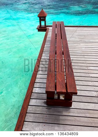 Bench at the end of the water pathway