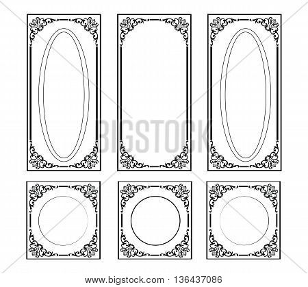 Decorative Ornamented frames for walls or backgrounds. Interior design decoration panels. Classic Baroque Vintage style. Vector frame