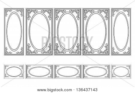 Decorative Ornamented frames for walls or backgrounds. Interior design decoration panels. Classic Baroque Vintage style. Vector frame