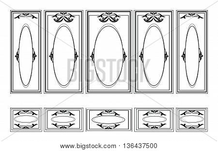 Decorative Ornamented frames for walls or backgrounds. Interior design decoration panels. Classic Baroque Vintage style. Vector frame