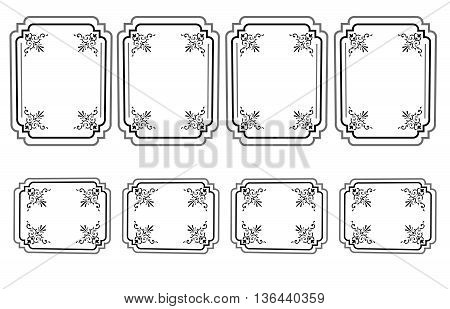Decorative Ornamented frames for walls or backgrounds. Interior design decoration panels. Classic Baroque Vintage style. Vector frame