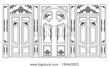 Vector wainscoting Decorative Damask Ornamented frames for walls or backgrounds. Interior design decoration panels. Classic Baroque Vintage style. Vector frame
