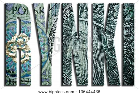 Rynki - Markets. 100 Pln. 3D Illustration