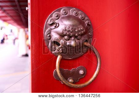 traditional oriental chinese style door in temple